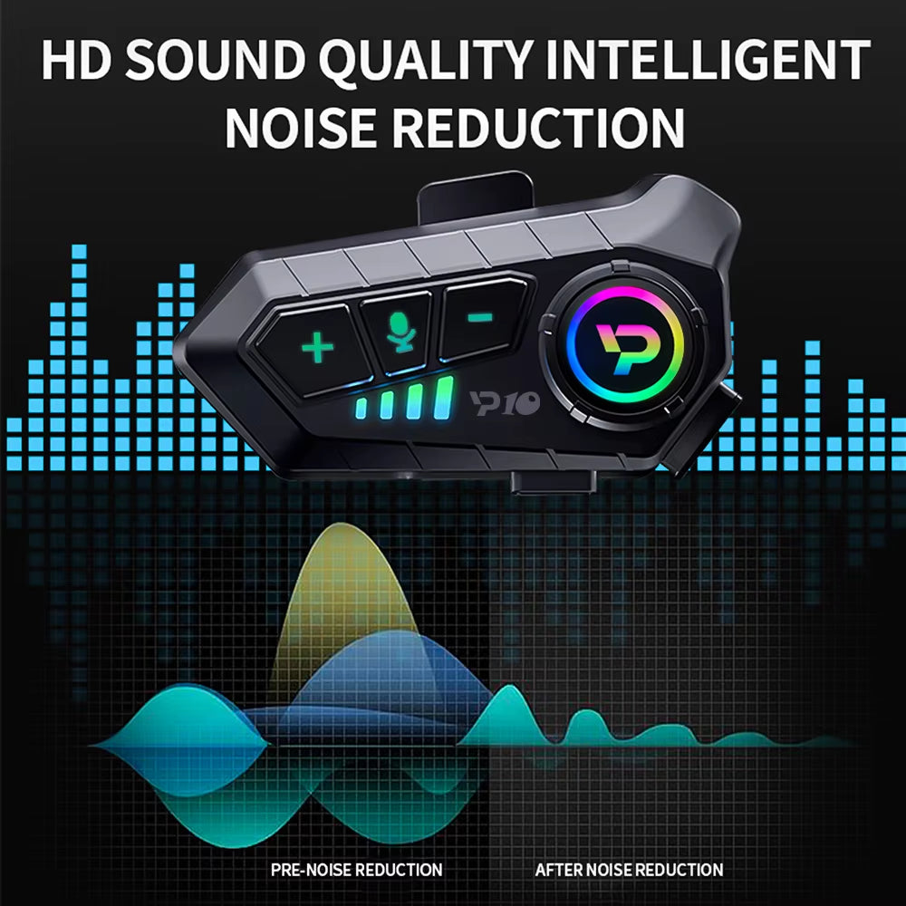 Motorcycle Helmet Headset Bluetooth 5.3 Wireless Moto Earphone Waterproof Hands-Free Call Kit Super Long Standby Headphone