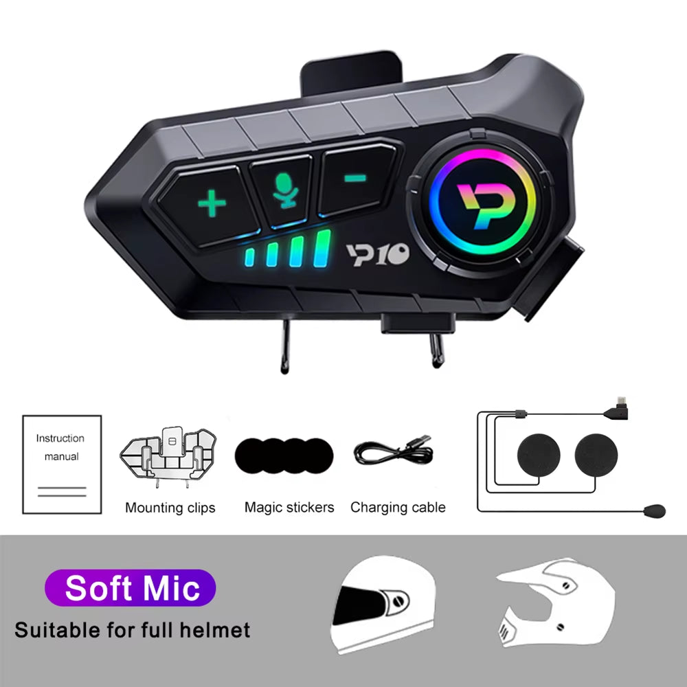 Motorcycle Helmet Headset Bluetooth 5.3 Wireless Moto Earphone Waterproof Hands-Free Call Kit Super Long Standby Headphone